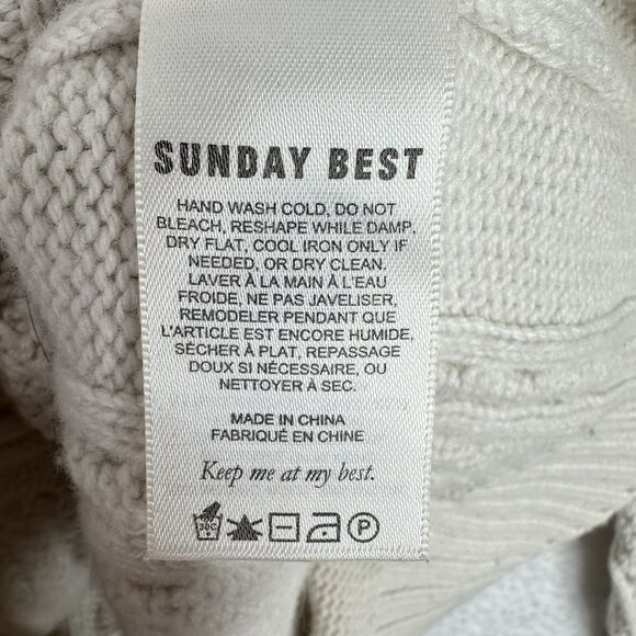 Aritzia Sunday Best Wool Blend Cable Knit Cardigan Sweater XS Cream Oversized - Picture 9 of 12